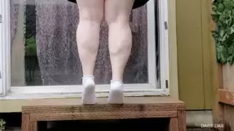 Outdoor BBW Calf Stretches with Ankle Socks