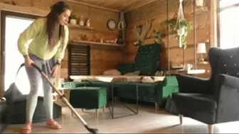 Angie vacuums everything