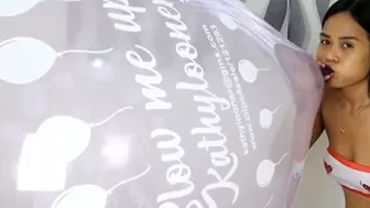 Camylle Blows To Pop Your HUGE Purple Printed Balloon