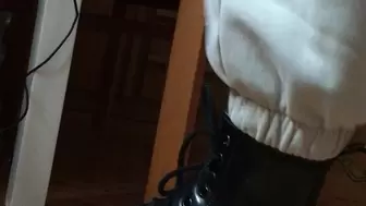 Dangling my boots at home
