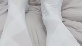 Pantyhose stocking nylon fetish feet legs white stripe