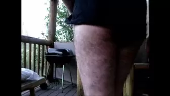 Deb Gives Hubby a BJ Before Fucking Him on the Back Porch of the Cabin in Prescott Valley Wearing Her Sexy Skirt & Beige Split Toe Spiked Heel Sandals