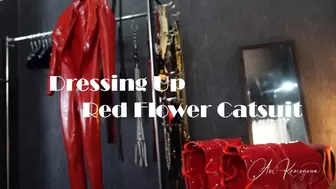 Dressing Up Red Flower Catsuit