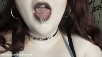 Mouth open wide on live cam
