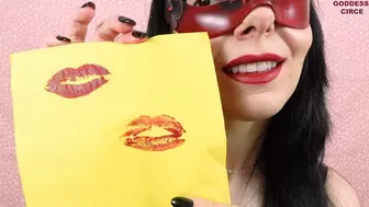 I PRINT MY RED LIPSTICK ON NAPKINS AND FOAM CUPS