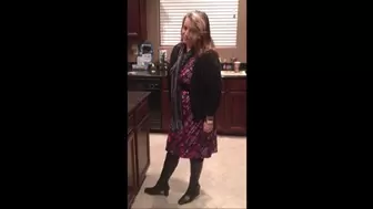 Deb Shopping in Purple Dress Stockings and Black Boots
