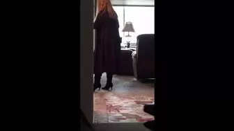 Deb's Home From the Office With Upskirts, Boot Job & Fucking Wearing Her Purple Dress, Black Stockings & Black Suede Sugar Stealth Stiletto Boots