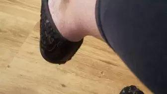 Toe Wriggling in my Sexy Black Lace Flats