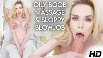 Oil My Big Tits with Blowjob & Cum In Mouth
