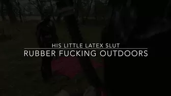 His Little Latex Slut fucking with her Master outdoors