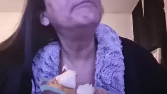 Giantess stepMOMMY Accidentall Coffee & CupCake VORE Eating her stepSON who shrunk himself so he could be eaten Milf Finger Licking Fetish Eating a cupcake with her stepSON on it