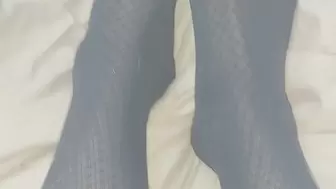 Pantyhose stocking nylon fetish feet legs blu lace