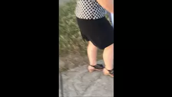 Debbie Wears Her Brown JBU Platform Wedge Heel Sandals to An Outdoor Concert And Dirties Them With Her Bare Feet