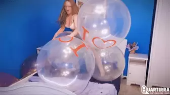 Q761 Mariette in sexy white lingerie rides and pops big clear balloons - 1080p