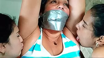Katherine, Maria & Wendy in: Taking Advantage Of Our Tied Up BBW Neighbor And Her Exposed Armpits! (high res mp4)