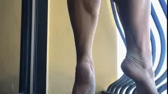 Balcony Barefoot Muscular Calves Flex