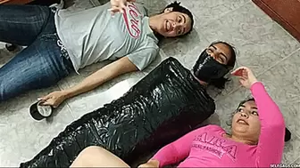 Laura, Katherine & Maria in: An Extreme Triple-Layered Mummification Experience For Maria Martinez (wmv)