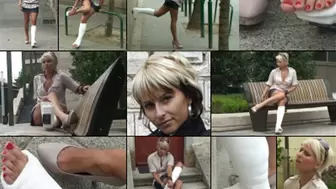 Yvette Term SLWC Sexy and Gimping Around Town in one Huge Heel with Foot Play (HD 1920 X 1080)