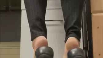 Black Slacks Sexy Sandals and Barefeet Office