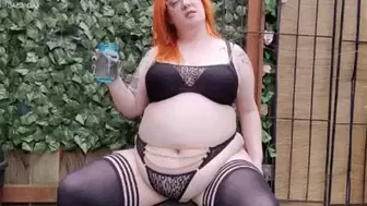 BBW Burping Outside Until She Spits Up