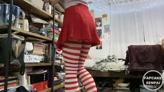 Cleaning My Room in Red Stockings