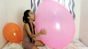 Sexy Camylle Hugs Kisses Teases And Licks Your GIANT Pink Balloon