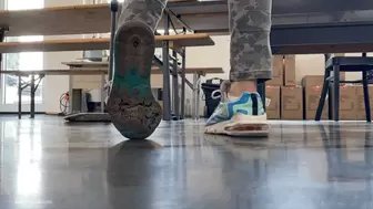 GIRL CLEANING IN WORN OUT SHOES WRECKED SNEAKERS WITH HOLES - MP4 HD
