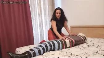 Mummified and smothered by My ass in red Wolford pantyhose