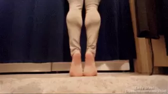 Beige Tight Pants Barefeet at Home