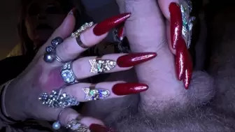 cock rub with extreme long red glitter fingernails - full clip - (1280x720*wmv)