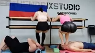 Moscow multitrampling training #18 (Part 1): sadistic girl trampling terror - slaves screaming in pain and convulsing!