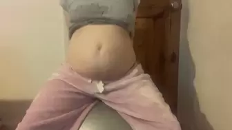 Pregnant slut bouncing on ball
