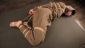 Sofi in overalls tied with jute ropes_ Hogtie_ Part 1-2_ Full version