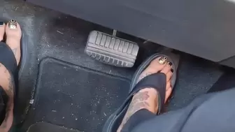 Latina Milf Feet In Flip Flops listening to spanish radio Driving Cam