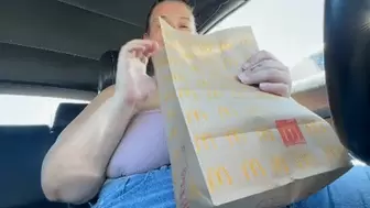 Belly Eating McD In Car