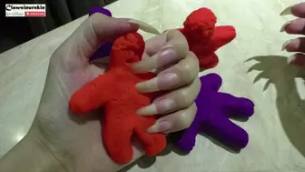 Nails In Action - I piercing and crushing plasticine figures with my nails