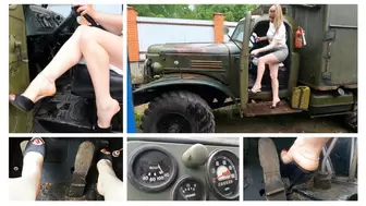 EXCLUSIVE Sexy Emily makes brutal revving in old 1958 model year russian ZIL 157