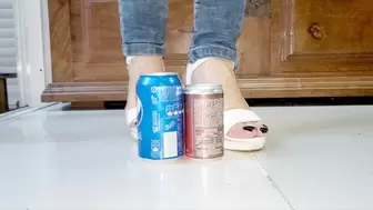 Crushed cans with heels