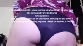 Gassy Giantess Milf i know you love it when i FART on your face Sits in you and Farts and burps Lifts up dress Bare Ass Farts in panties on chair farts, shaking my ass smell it i say laughing and pinching my nose 1 Week of Real MILF FARTS