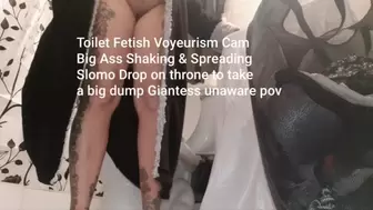 Toilet Fetish Voyeurism Cam Big Ass Shaking & Spreading Slomo Drop on throne to take a big dump Giantess unaware pov