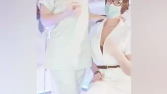 Creepy nurse and doctor giving dick jerking instructions