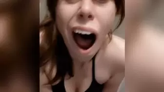 Yawning Mouth Tongue Fetish in Bikini