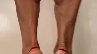 Red High Heels Standing Closeup Flex