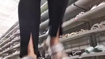 Shoe Shoping with Giantess lola towering over you Foot and Shoe Fetish cam High Heels, sandals, public foot and shoe worship toe pointing careful you dont get foot smothered or crushed