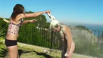 Freezing swimming, eggs and flour - Brutal Princess & osel - HD MP4 Clip
