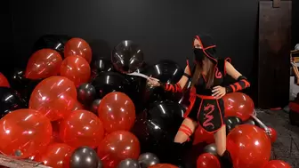 Madi Goes 'Ninja' on a Roomful of Balloons 4K (3840x2160)