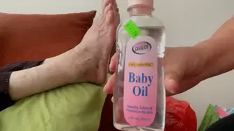 ALMOST 90 YEAR OLD STINKY FEET and SOLES ASIAN PLAY FOOTSIE WITH OIL