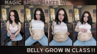 Magic Spunk Makes My Belly Grow In Class!!