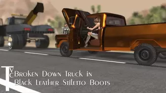 Broken Down Truck in Black Leather Stiletto Boots (mp4 720p)