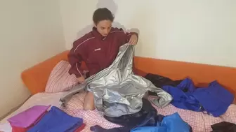 Nadin sorts her many nylon jackets and puts them on - Part 1 - 100